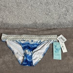 Eco Swim Bikini Bottom Women Sz 10 Boho Lace Ethereal Romantic Tie Dye Beachwear